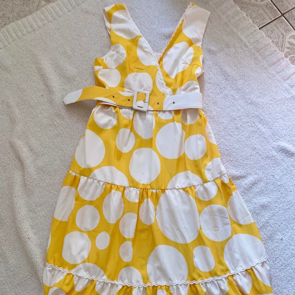 yellow and white polka dot maxi dress
